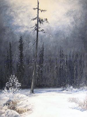 winter trees oil painting